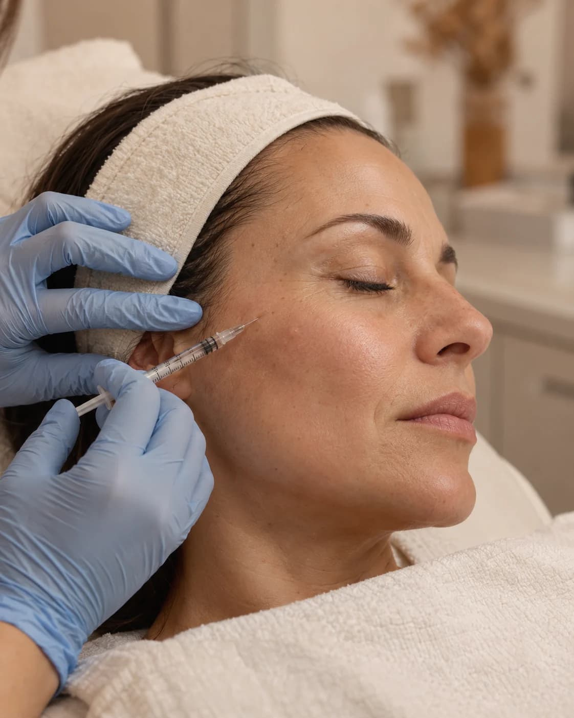 Imagine ilustrativă generată: pregătirea unei injectări pe obraz pentru PRP facial